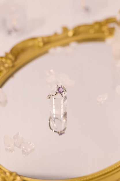 R053-紫晶尖尖S925開口戒指