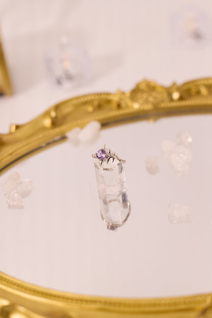 R053-紫晶尖尖S925開口戒指