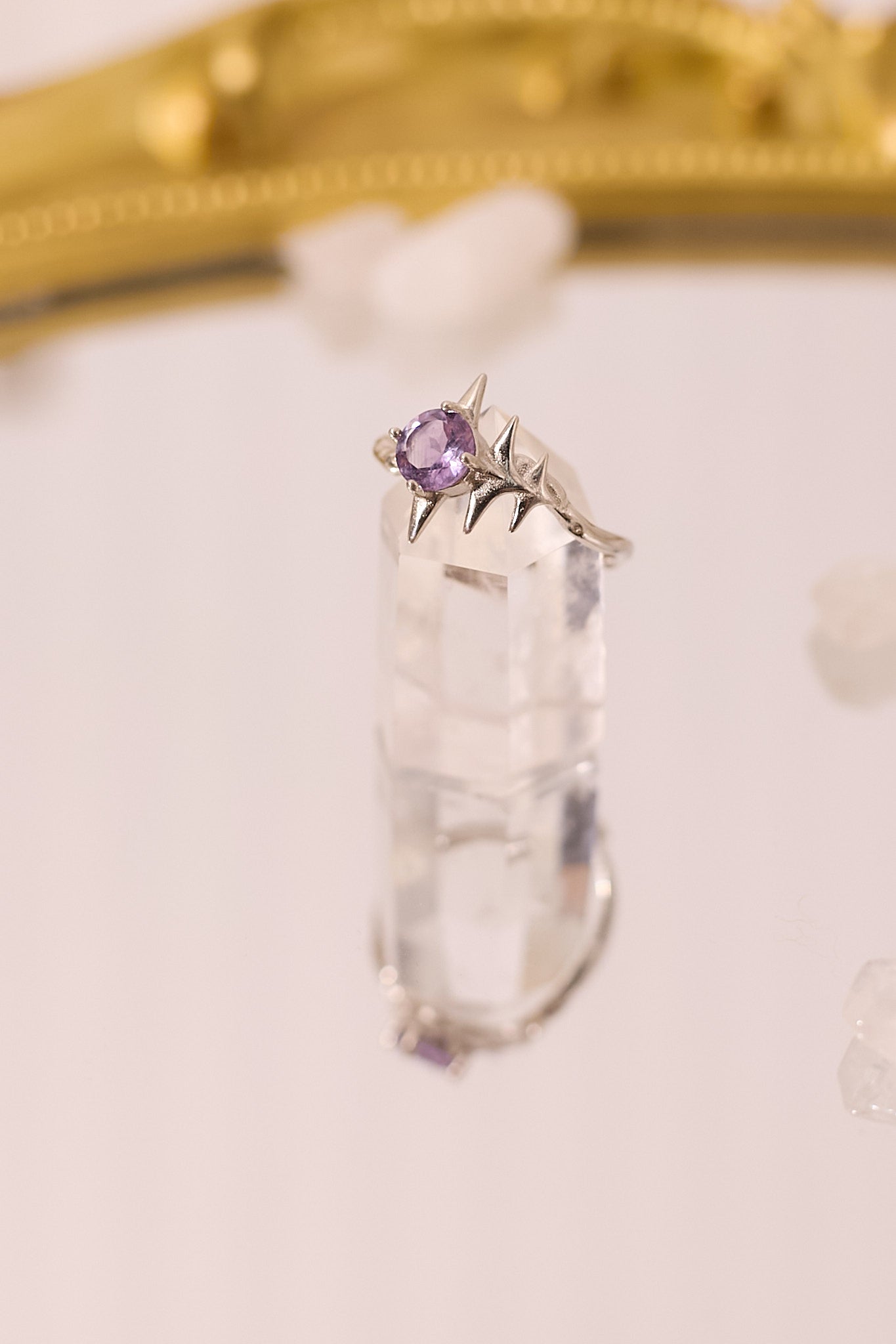 R053-紫晶尖尖S925開口戒指