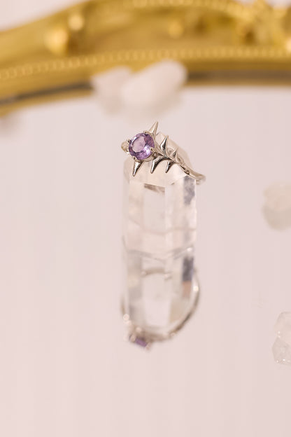 R053-紫晶尖尖S925開口戒指