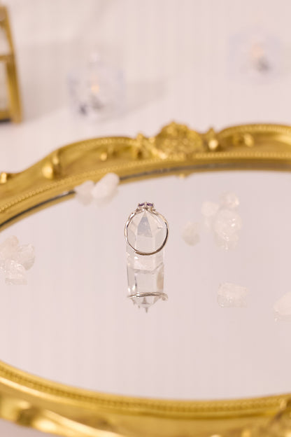 R053-紫晶尖尖S925開口戒指