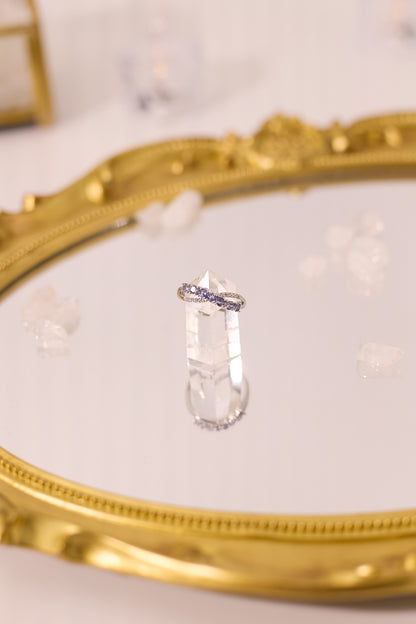 R054-坦桑石X形S925開口戒指