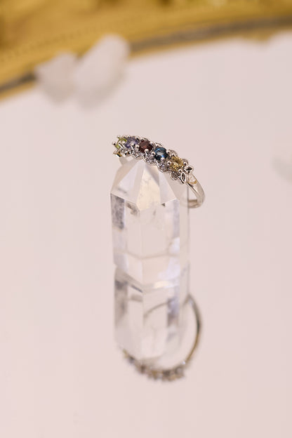 R059-黃晶．托帕石．石榴石．坦桑石．橄欖石S925開口戒指