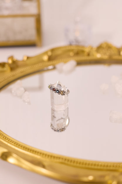 R059-黃晶．托帕石．石榴石．坦桑石．橄欖石S925開口戒指