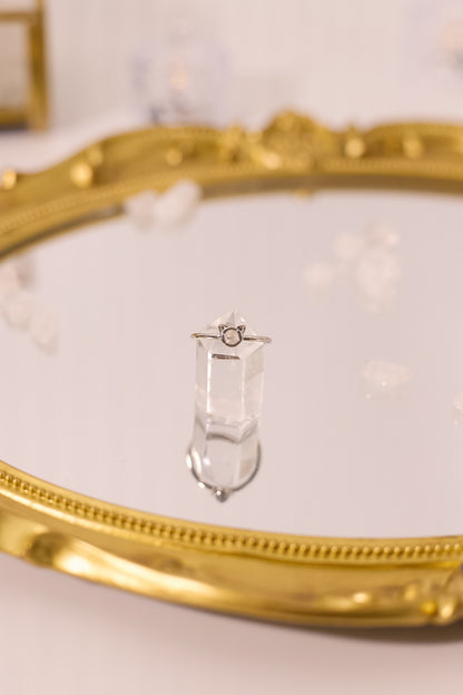 R065-灰月光貓形S925開口戒指