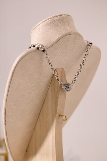 N035-紫水晶暗黑風磁吸款頸鏈