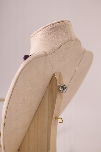 N036-紫水晶．白阿賽暗黑風磁吸款頸鏈