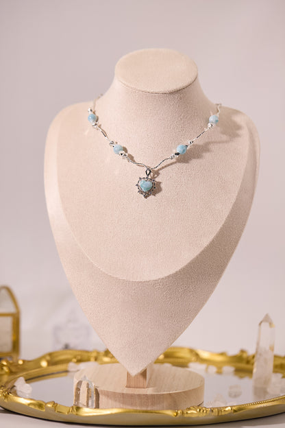 N038-海紋石心形磁吸款頸鏈