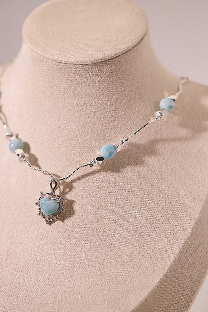 N038-海紋石心形磁吸款頸鏈