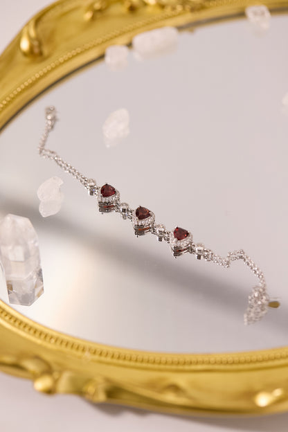 C051-石榴石心形手鏈