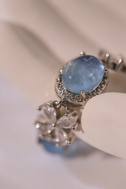 C057-海藍寶圓形蝴蝶結手鏈