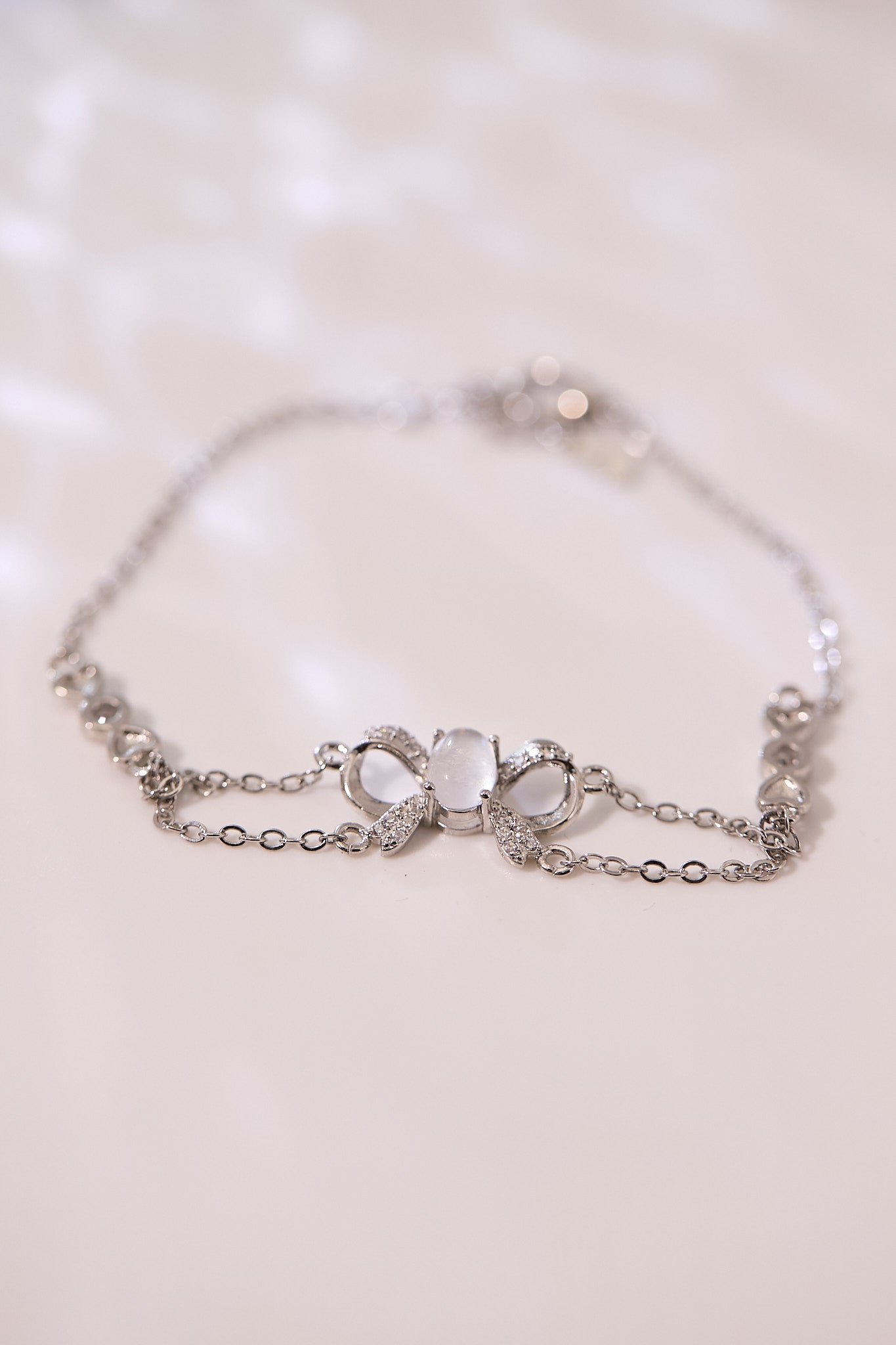 C058-藍月亮蝴蝶結手鏈