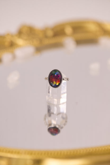 R068-斑彩蛋形S925開口戒指