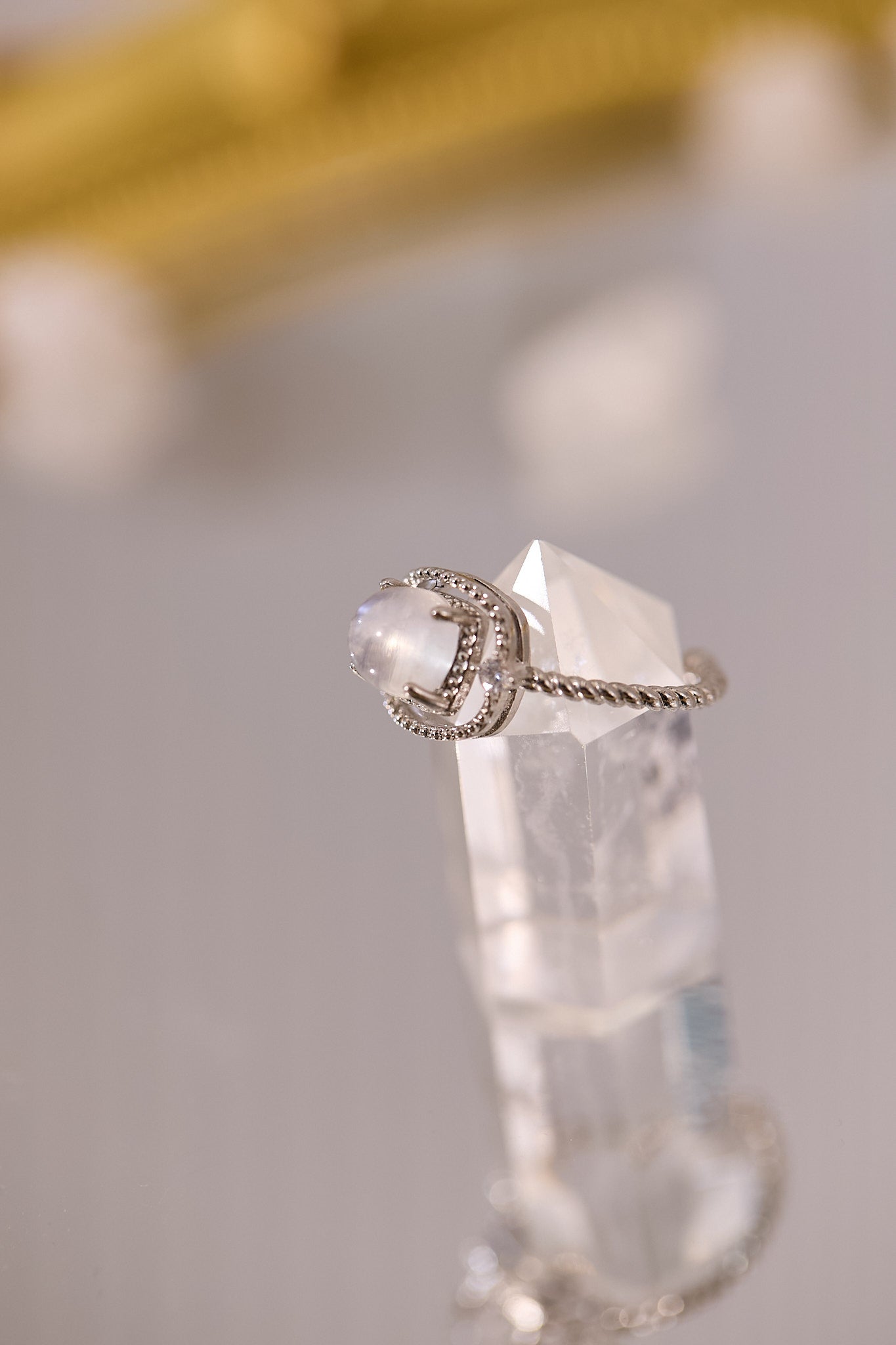 R072-藍月亮方形S925開口戒指