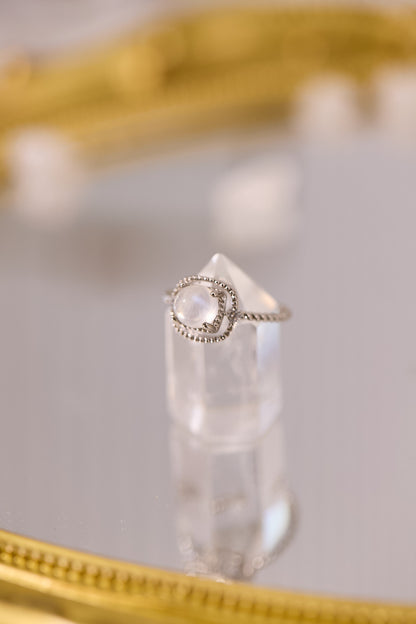 R072-藍月亮方形S925開口戒指