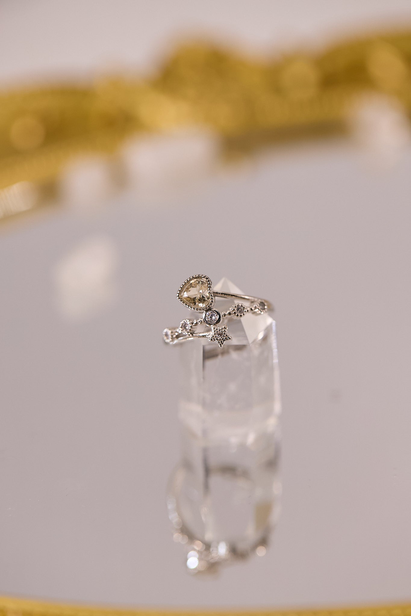 R074-黃水晶心形S925開口戒指