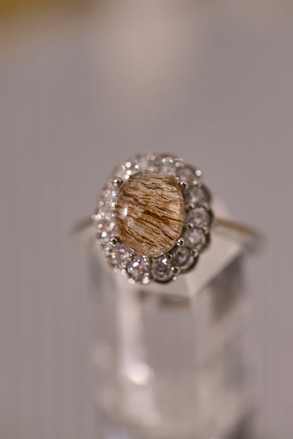 R078-黑金超七鋯石S925開口戒指