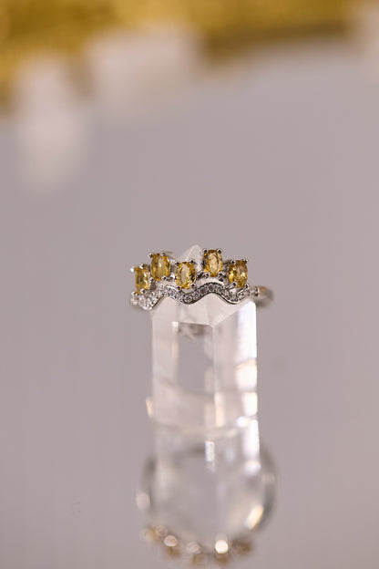 R083-黃水晶鋯石S925開口戒指