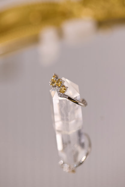 R083-黃水晶鋯石S925開口戒指