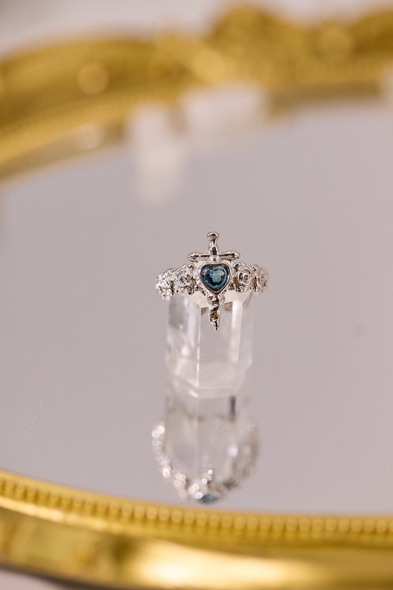 R086-托帕石十字架開口戒指