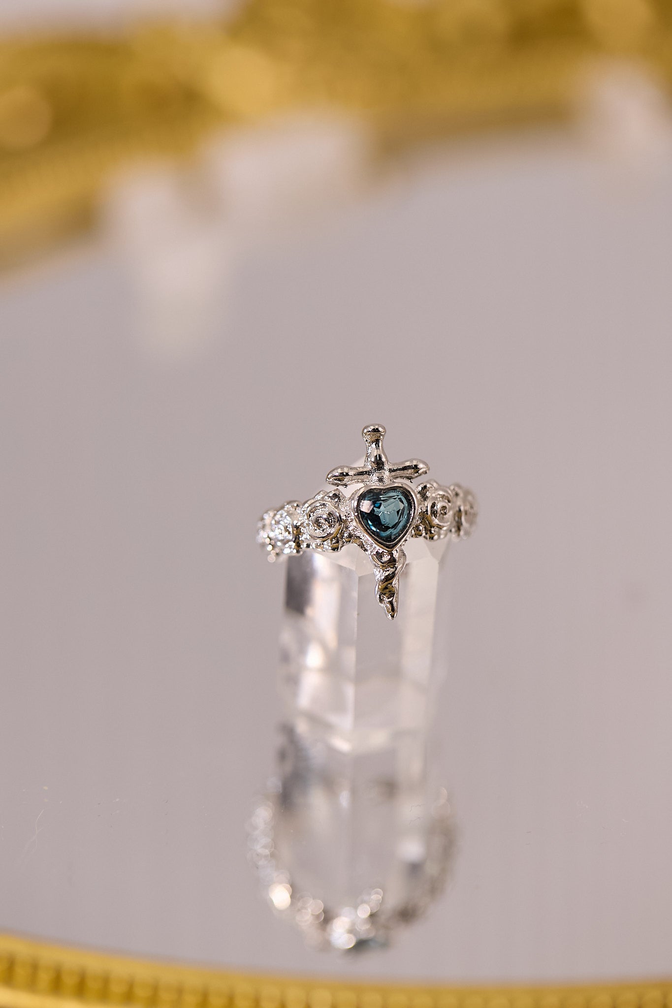 R086-托帕石十字架開口戒指