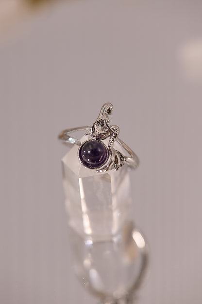 R088-紫水晶美人魚款開口戒指