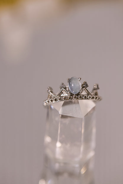 R091-海藍寶皇冠形開口戒指