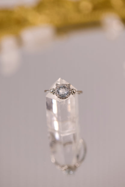 R094-托帕石貓形S925開口戒指