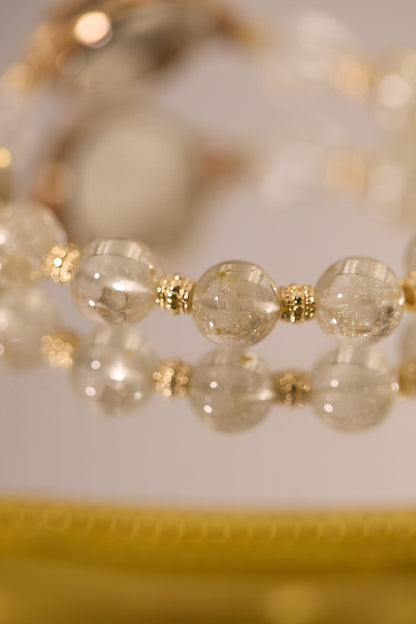 W001-金髮晶．白水晶石英錶