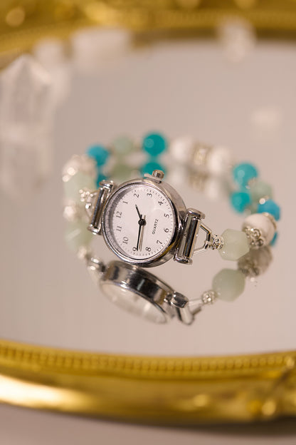 W004-天河石．白松石石英錶