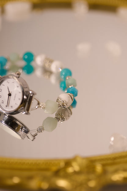 W004-天河石．白松石石英錶