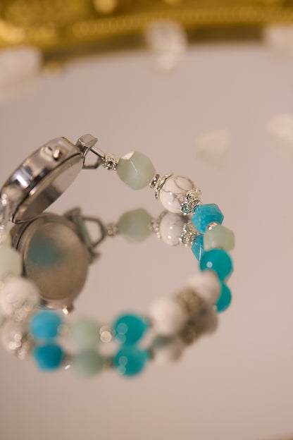 W004-天河石．白松石石英錶