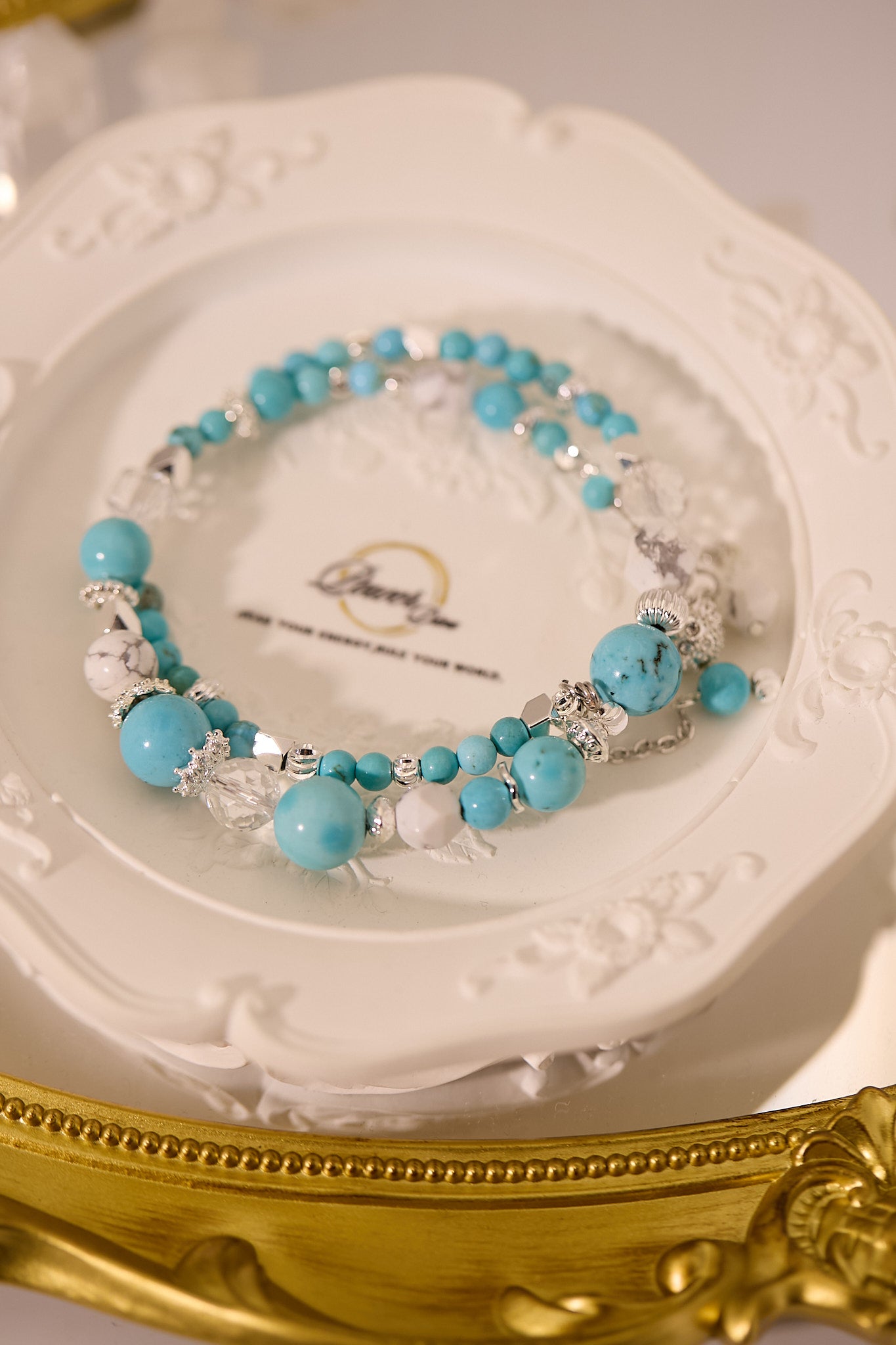 C072-綠松石·白松石·白水晶手鈪款