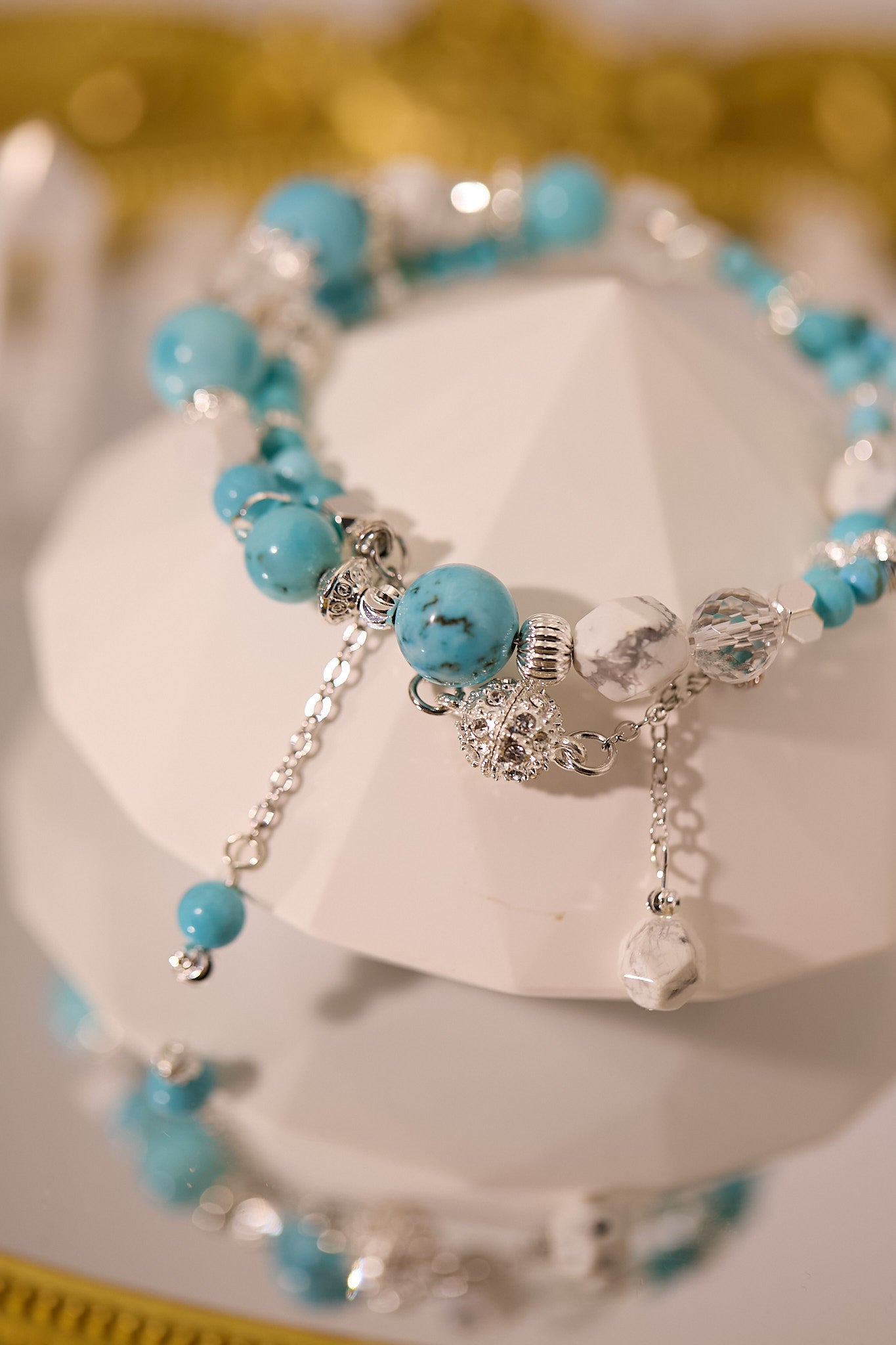 C072-綠松石·白松石·白水晶手鈪款