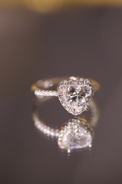 R099-1.5卡心形莫桑鑽S925開口戒指