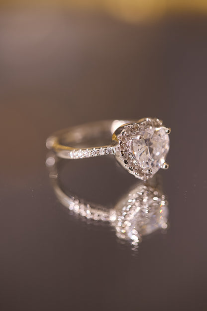 R099-1.5卡心形莫桑鑽S925開口戒指