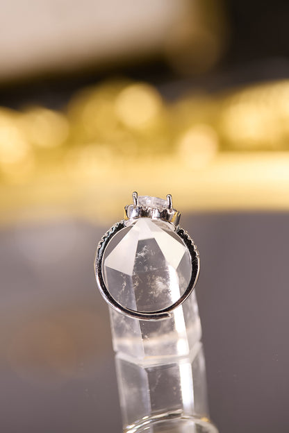 R099-1.5卡心形莫桑鑽S925開口戒指