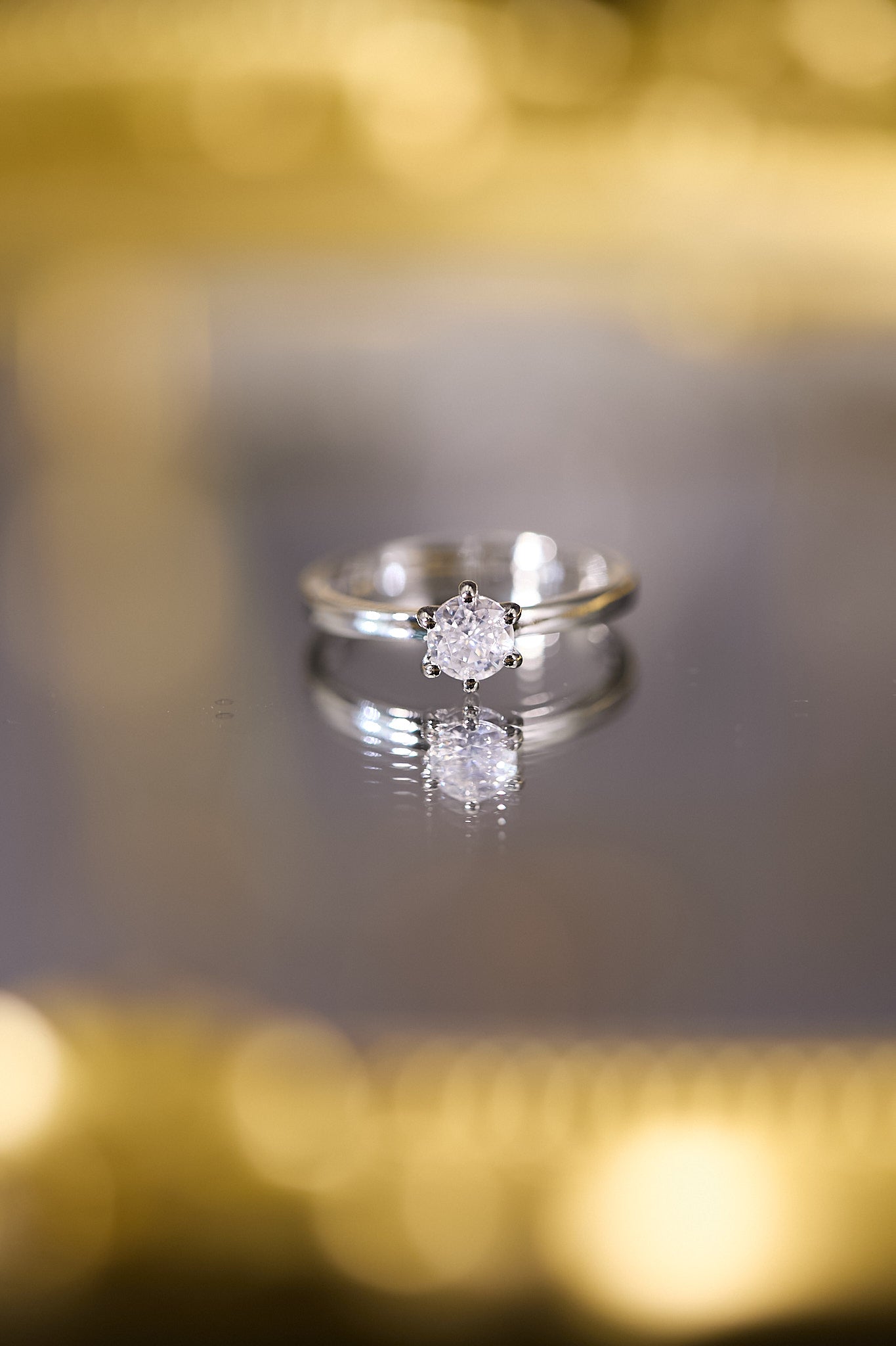 R102-60份六爪莫桑鑽純銀鍍18K白金開口戒指