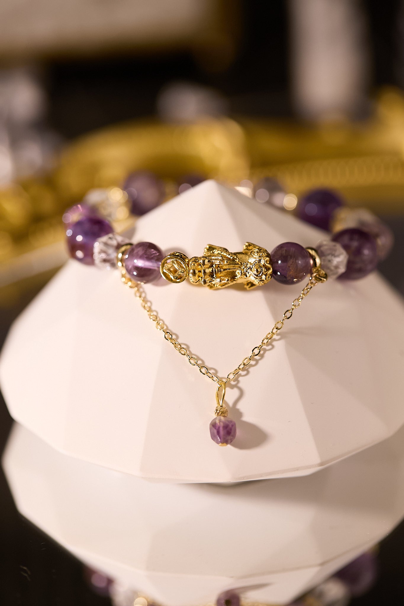 C084-招財貔貅．白水晶．紫幽靈（包括開光）