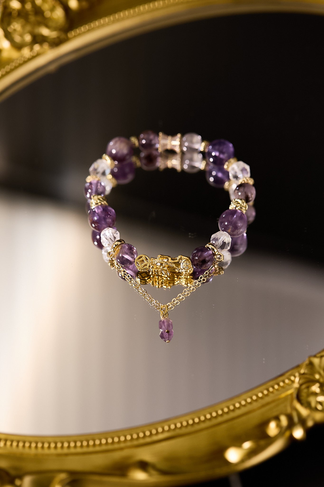 C084-招財貔貅．白水晶．紫幽靈（包括開光）