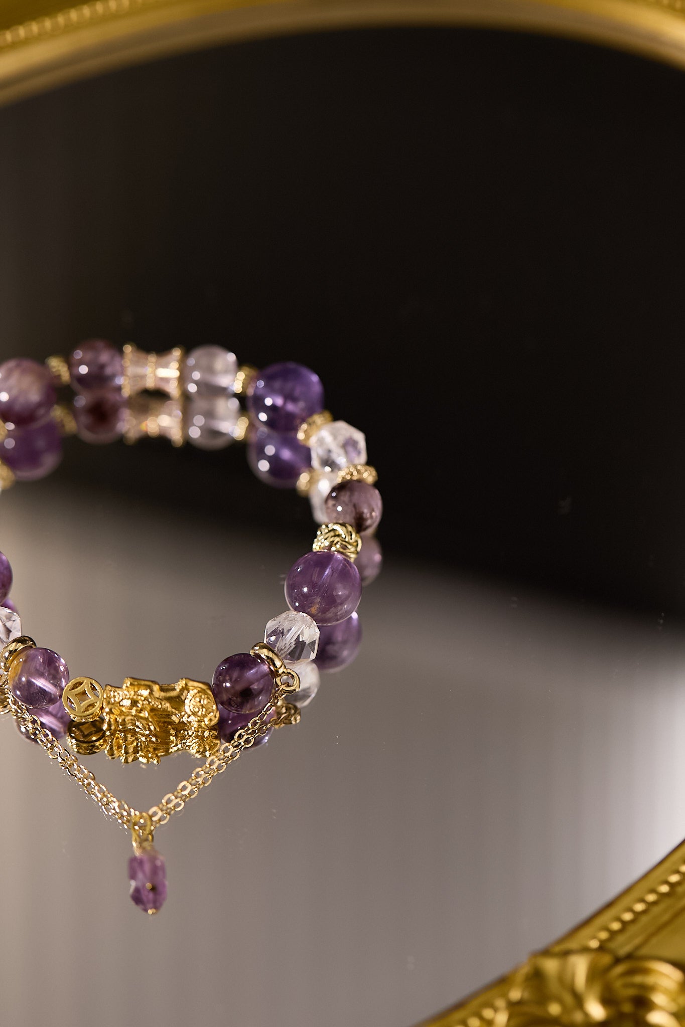 C084-招財貔貅．白水晶．紫幽靈（包括開光）