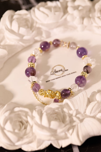 C084-招財貔貅．白水晶．紫幽靈（包括開光）