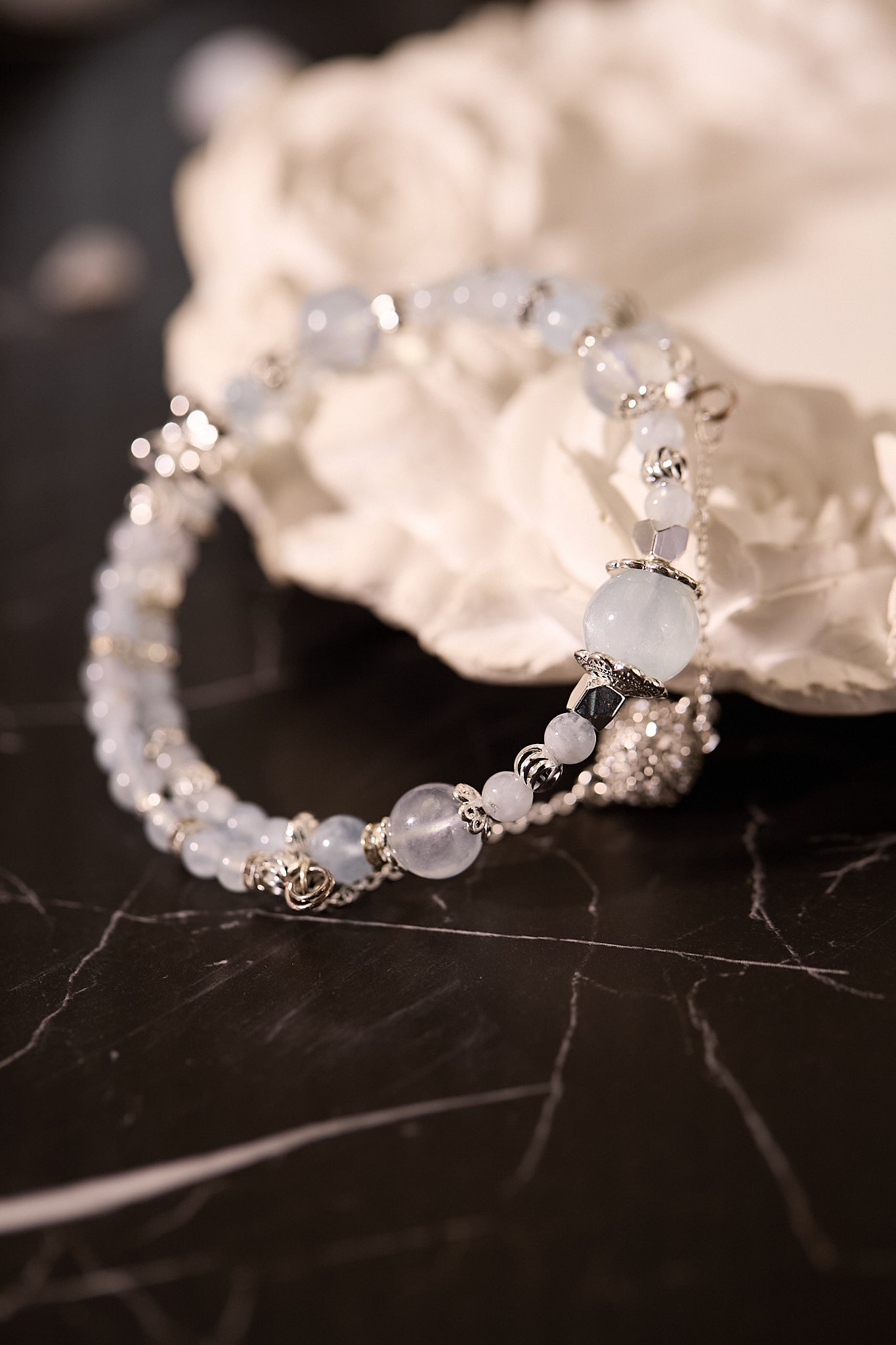 C085-海藍寶雙圈手鈪