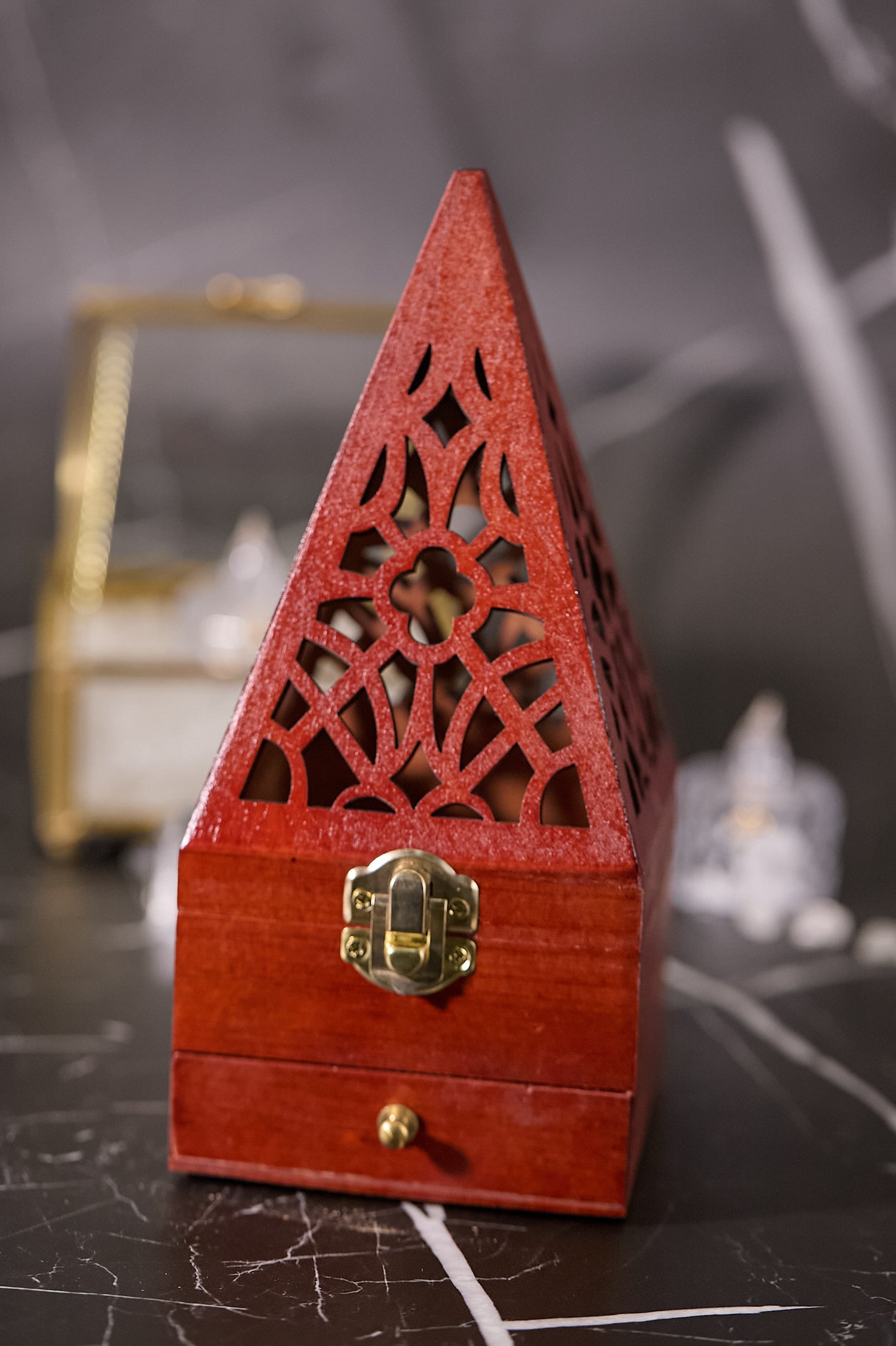 紅松木手串香燻消磁盒（大）