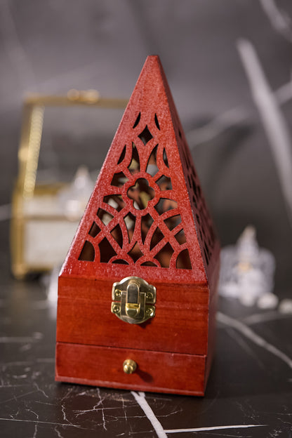 紅松木手串香燻消磁盒（大）