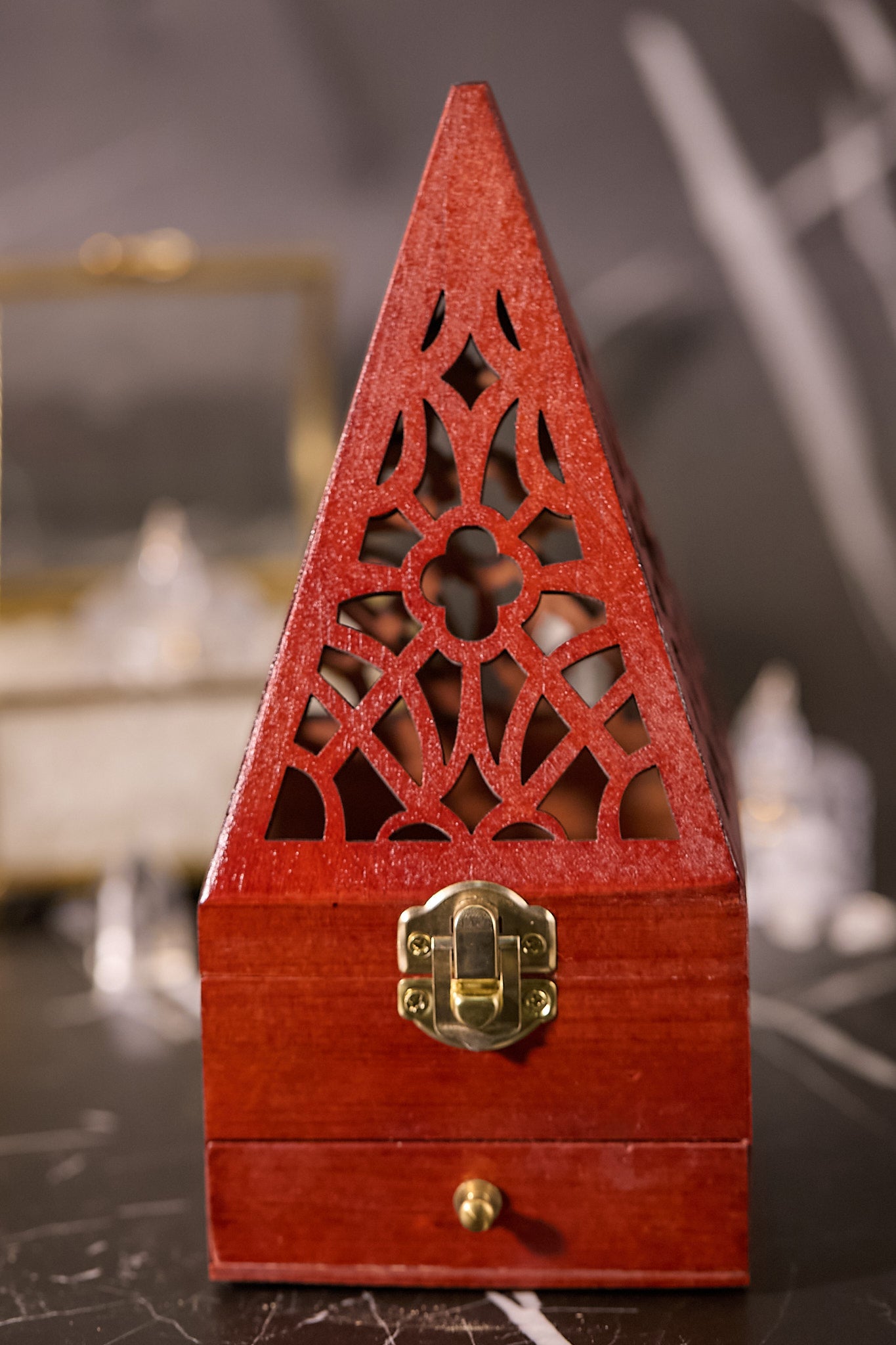 紅松木手串香燻消磁盒（大）