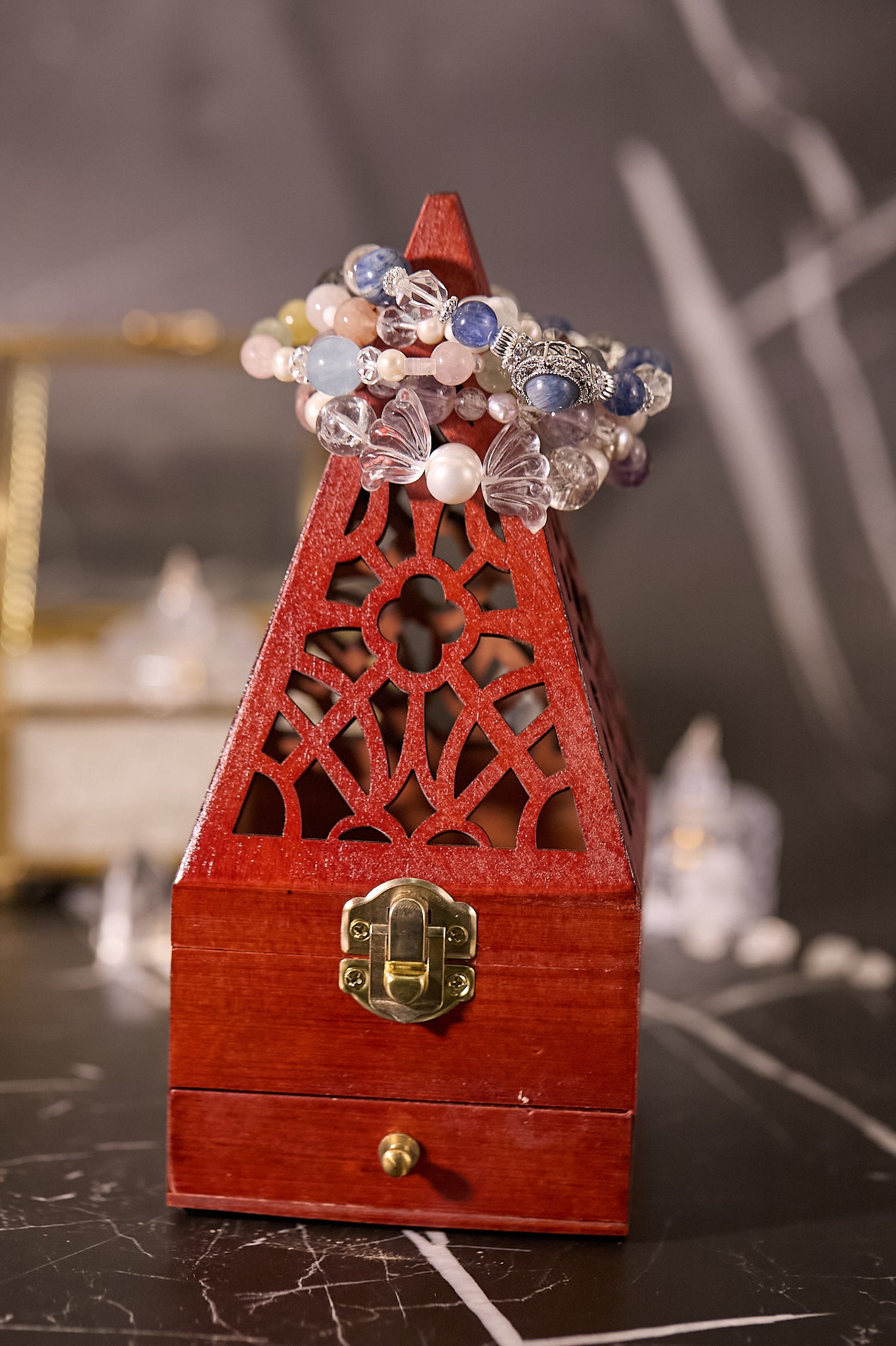 紅松木手串香燻消磁盒（大）