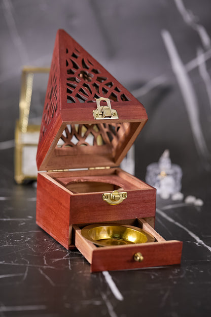 紅松木手串香燻消磁盒（大）