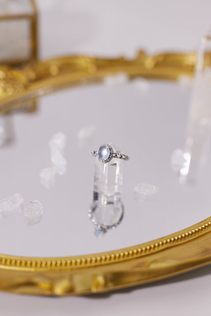 R030-海藍寶蛋形開口戒指