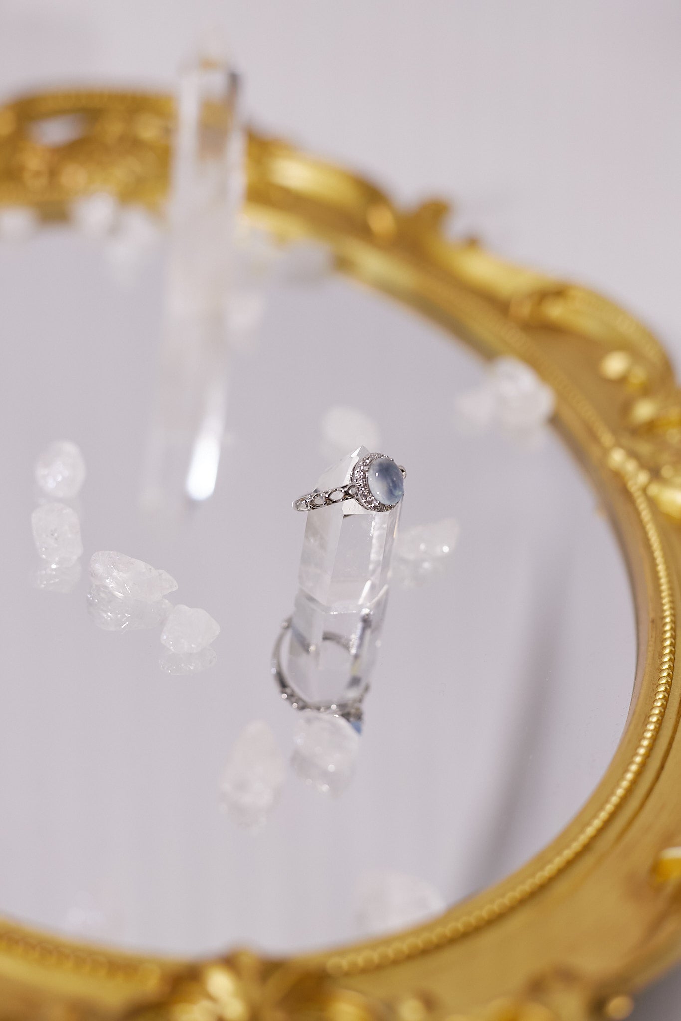 R030-海藍寶蛋形開口戒指